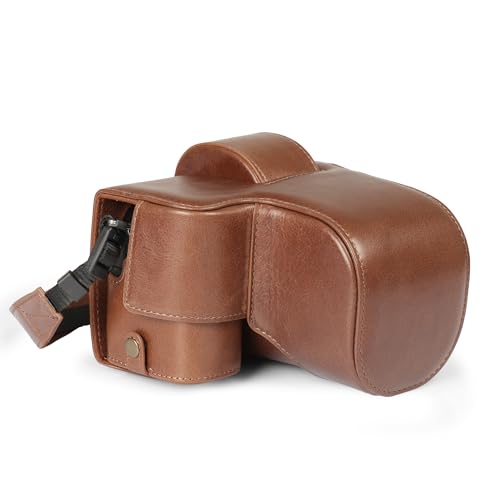 MegaGear Echtleder-Kameratasche für Fujifilm X-S20 (18–55 mm) – stilvolle und schützende Tasche für Digitale Fotografie (Braun) von MegaGear