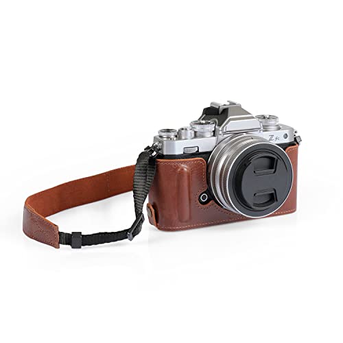 MegaGear MG2016 Ever Ready Genuine Leather Camera Half Case Compatible with Nikon Z fc (Braun) von MegaGear