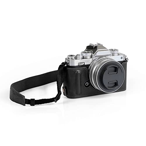 MegaGear MG2016 Ever Ready Genuine Leather Camera Half Case Compatible with Nikon Z fc (Schwarz) von MegaGear