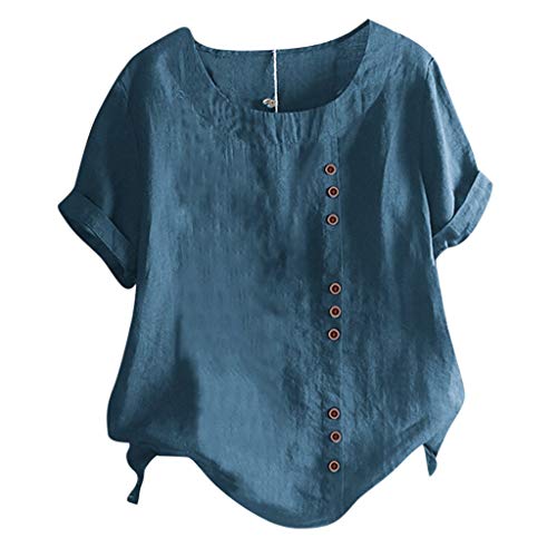 MeiLyviba Leinenoberteile Tshirt Tunika Elegante Casual Blumen Print Mode Lose T Shirt Pullover Tops Leinen Bluse Damen Sommer Kurzarm Übergröße Hemdbluse Oberteile Leinenbluse Grosse Grössen von MeiLyviba