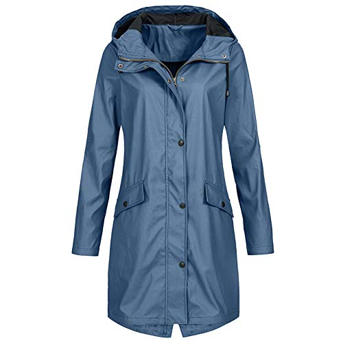 Regenjacke Damen Regenmante Windjacke Atmungsaktiv Wasserdicht Jacke Winddicht Outdoorjacke Übergangsjacke Dünn Frauen Mantel Sommer Mit Kapuze Lang Reg Windbreake Leicht ReißVerschluss mit Kapuze von MeiLyviba