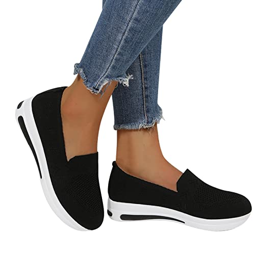 Sneaker Damen Weiss Bequem Breite Schuhe Turnschuhe Sportschuhe Leichtgewichts Atmungsaktiv Frauen Shoes Walkingschuhe Höhe Erhöhen Mesh Socks Plateau Für Walking Sport Trekking von MeiLyviba