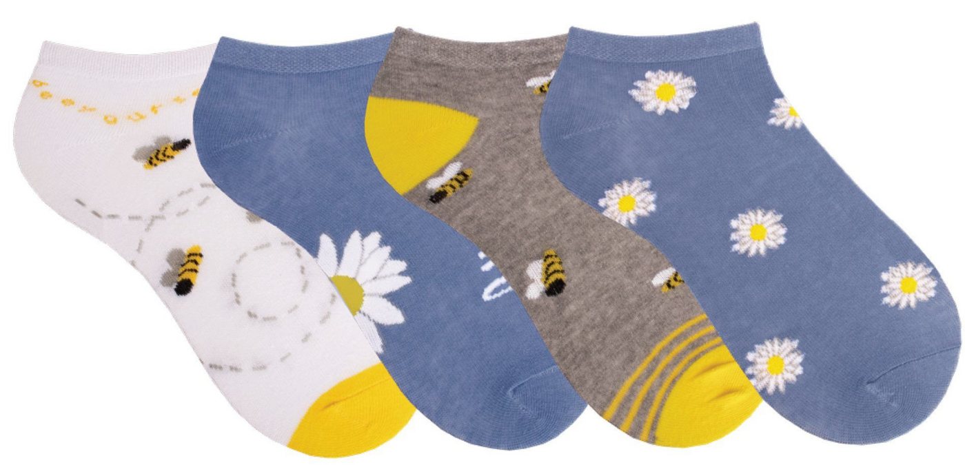 Mein Style Sneakersocken Sneaker Socken Mein Style Sonnenblume Biene (4-Paar) von Mein Style