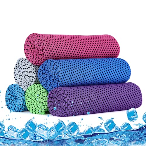 Meisax 5 Stück Kühlendes Handtuch, Kühlhandtuch Cool Towel, Sport Microfaser Handtücher, Atmungsaktives Kühlhandtuch, geeignet für Laufen, Tennis, Fitnessstudio von Meisax