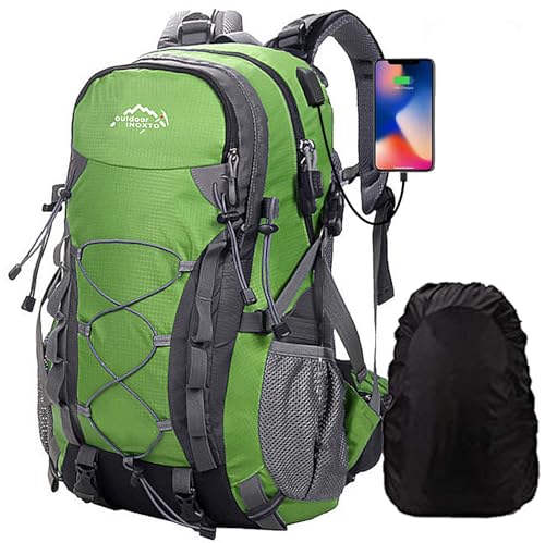 Meisohua Wasserdichter Rucksack 45L Leicht, Erwachsene Wanderrucksack mit USB Männer Frauen Outdoor Rucksack für Klettern Camping Reiten Reisen Freizeit (Grün) von Meisohua
