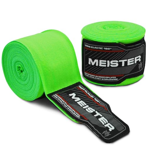 Meister 457cm elastische Baumwoll Handwickel für MMA & Boxen 1 Paar - Neongrün von Meister