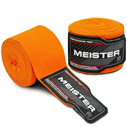 Meister 457cm elastische Baumwoll Handwickel für MMA & Boxen 1 Paar - Orange von Meister