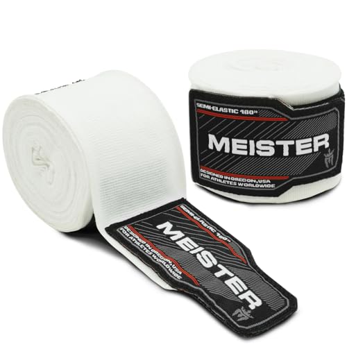 Meister 457cm elastische Baumwoll Handwickel für MMA & Boxen 1 Paar - Weiß von Meister