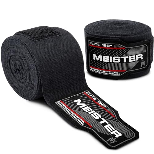 Meister Elite Premium Handbandagen für Erwachsene für MMA und Boxen, 457,2 cm, Schwarz von Meister