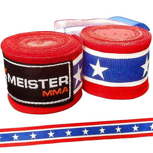 Meister Handbandagen für Boxen und Kampfsport, 4,5 m, elastisch, aus Baumwolle, 1 Paar, damen Mädchen Jungen Herren, American, 180" x 2" (Pair) von Meister
