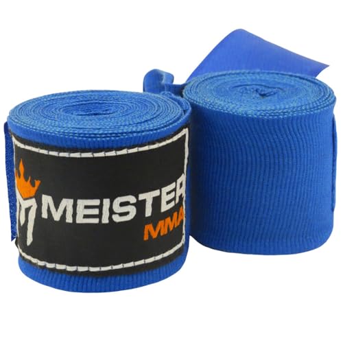 Meister Junior 274cm elastische Handbandagen für MMA & Boxen, 1 Paar - Blau von Meister