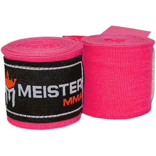 Meister Junior 274cm elastische Handbandagen für MMA & Boxen, 1 Paar - Rosa von Meister