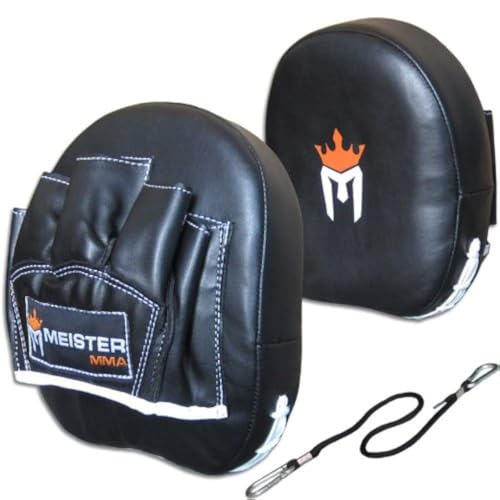 Meister MMA Lederhandschuhe Fokushandschuhe für MMA & Boxen 1 Paar – Schwarz von Meister
