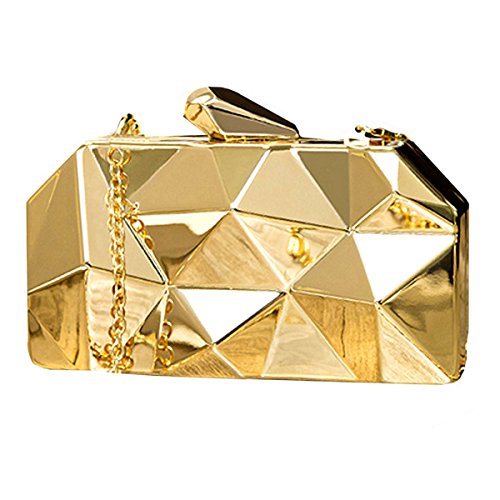 Meliya Damen Handtasche aus Metall mit geometrischem Muster, Diamant-Abend-Clutch, Mini-Kette, Crossbody-Taschen Geldbörse, gold, Einheitsgröße von Meliya