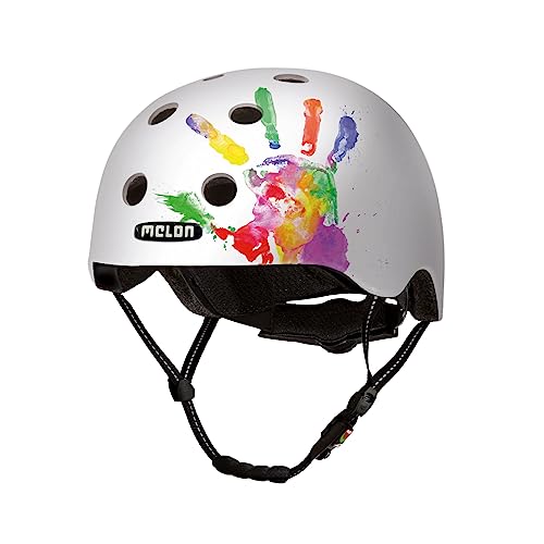 Melon Fahrradhelm »Handprint« für Damen, Herren und Kinder | Leichter & sicherer urbaner Cityhelm mit Magnetverschluss, individuell anpassbar in weiß, bunt | Größe XXS-S (46-52 cm) von Melon