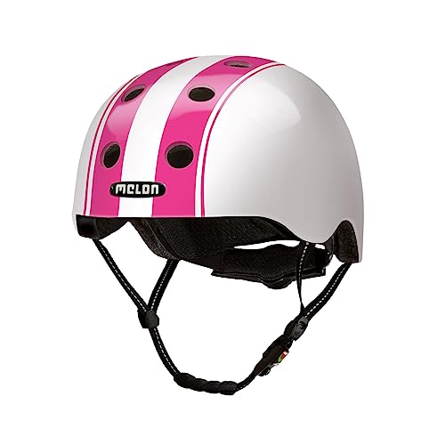 Melon Fahrradhelm »Double Pink White« für Damen, Herren und Kinder | Leichter & sicherer urbaner Cityhelm mit Magnetverschluss, individuell anpassbar in weiß, rosa | Größe M-L (52-58 cm) von Melon