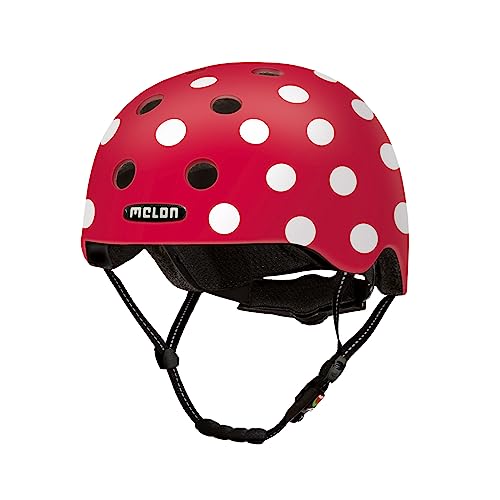 Melon Fahrradhelm »Dotty White« für Damen, Herren und Kinder | Leichter & sicherer urbaner Cityhelm mit Magnetverschluss, individuell anpassbar in rot, weiß | Größe XXS-S (46-52 cm) von Melon