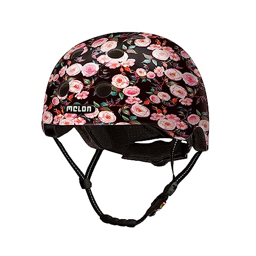 Melon »Rose Garden« Leichter und Cooler Fahrradhelm für Damen, Herren und Kinder mit maximalem Schutz Größe XL-XXL (52-58 cm) Schwarz Rosen Blumen von Melon