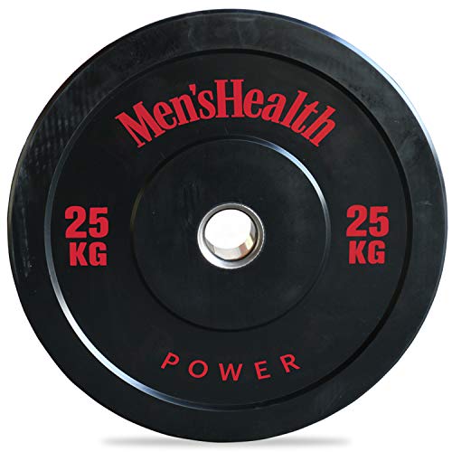 MEN'S HEALTH POWER Gewichtsscheiben 25kg (Bumper-Plates) | Ø45mm je Scheibe | Gummi (Oberfläche), Stahl | Ø50mm Langhantelstangen (25) von Men's Health POWER