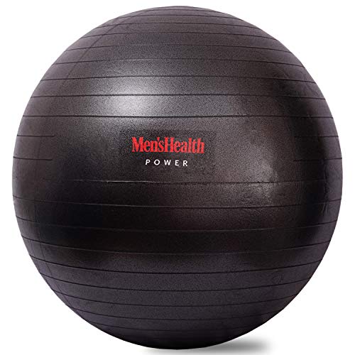 MEN'S HEALTH POWER Gymnastikball | Gymnastikball ideal für Stabilitätstraining, zur Körperstraffung, Gym Ball-Push Ups, Klappmessern und Stability Crunches (Ø 65 cm schwarz) von Men's Health POWER