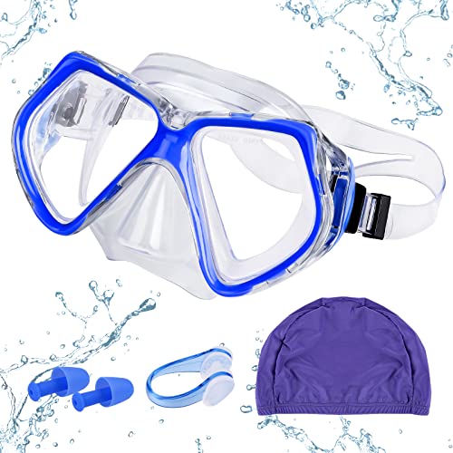 MengQiLe Taucherbrille für Erwachsene, Schwimmbrille Schnorchelmaske, Tauchmaske mit Nasenabdeckung 180°Panorama HD Anti Nebel Anti-Leck Taucherbrille für Erwachsene über 16 Jahre (Lila) von MengQiLe