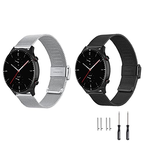 Menglo 2 Stück Metallarmband kompatibel mit Xiaomi Watch S1/Watch S1 Active/Xiaomi Mi Edelstahl Mesh Gewebte Uhrenarmband für Active Metall Ersatzband Armband(E) von Menglo