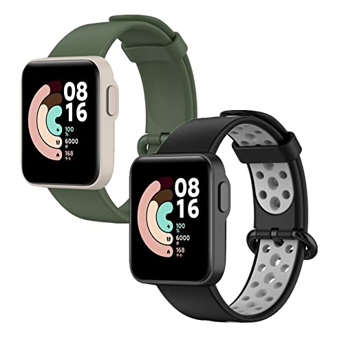 2 Stück Sport Armband für Xiaomi Mi Watch Lite/Redmi Watch, Weiche Silikon Ersatz Armband Kompatibel mit Xiaomi Mi Watch Lite/Redmi Watch für Männer und Frauen (4) von Menglo