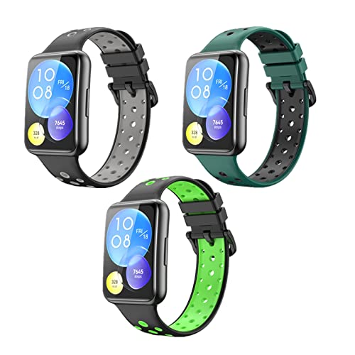 3 Stück Sport Armband für Huawei Watch Fit 2, Weiche Silikon Ersatz Armband Kompatibel mit Huawei Watch Fit 2 für Männer und Frauen (16) von Menglo