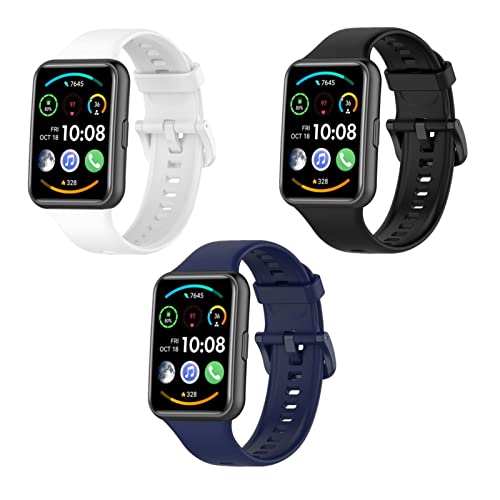 3 Stück Sport Armband für Huawei Watch Fit 2, Weiche Silikon Ersatz Armband Kompatibel mit Huawei Watch Fit 2 für Männer und Frauen (2) von Menglo