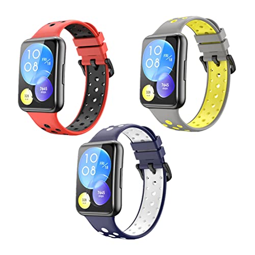 3 Stück Sport Armband für Huawei Watch Fit 2, Weiche Silikon Ersatz Armband Kompatibel mit Huawei Watch Fit 2 für Männer und Frauen (20) von Menglo