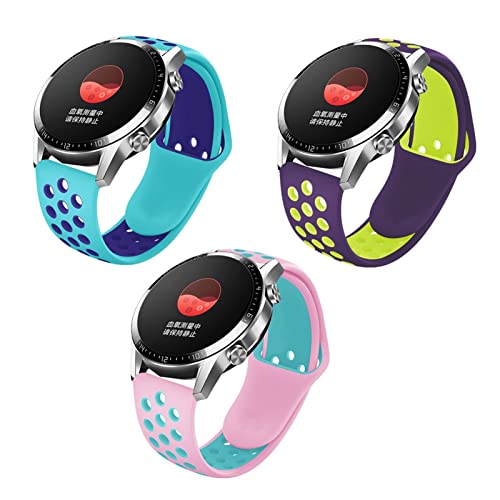3 Stück Sport Armband für Huawei Watch GT2e, Weiche Silikon Ersatz Armband Kompatibel mit Huawei Watch GT2e für Männer und Frauen (J) von Menglo