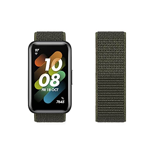 Kompatibel mit Huawei Band 7 Armband Nylon Sport Loop Uhrenarmbänder für Huawei Band 7 Fabric Stoff Verstellbares Atmungsaktives Ersatzarmband (dunkelgrün,Band 7) von Menglo