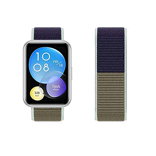 Kompatibel mit Huawei Watch Fit 2 Armband Nylon Sport Loop Uhrenarmbänder für Huawei Watch Fit 2 Fabric Stoff Verstellbares Atmungsaktives Ersatzarmband für Huawei Watch Fit 2 (Khaki,fit2) von Menglo