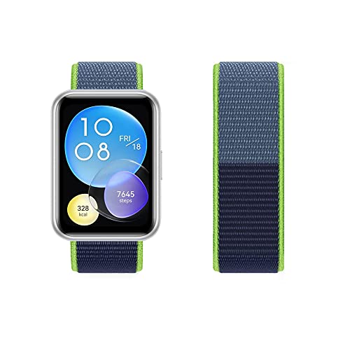 Kompatibel mit Huawei Watch Fit 2 Armband Nylon Sport Loop Uhrenarmbänder für Huawei Watch Fit 2 Fabric Stoff Verstellbares Atmungsaktives Ersatzarmband für Huawei Watch Fit 2 (Limette,fit2) von Menglo