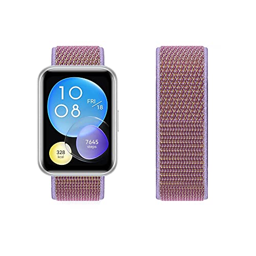 Kompatibel mit Huawei Watch Fit 2 Armband Nylon Sport Loop Uhrenarmbänder für Huawei Watch Fit 2 Fabric Stoff Verstellbares Atmungsaktives Ersatzarmband für Huawei Watch Fit 2 (Violett,fit2) von Menglo