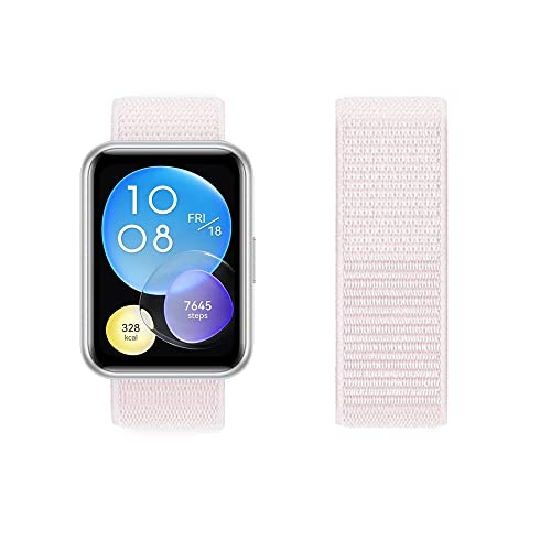 Kompatibel mit Huawei Watch Fit 2 Armband Nylon Sport Loop Uhrenarmbänder für Huawei Watch Fit 2 Fabric Stoff Verstellbares Atmungsaktives Ersatzarmband für Huawei Watch Fit 2 (rosa,fit2) von Menglo
