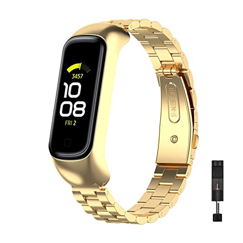 Metall Armbänder für Samsung Galaxy Fit 2 Armband Edelstahl Solo Loop für Damen/Herren Watch Ersatzarmband Kompatibel mit Samsung Galaxy Fit 2 (B) von Menglo