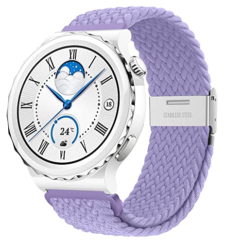 Nylon Armband Kompatibel mit Huawei Watch GT3 Pro 43mm Armband Stoff Sport Uhrenarmbänder für Huawei Watch GT3 Pro 43mm Nylon Geflochten mit Metallschnalle Ersatzarmband (Lavendel,20mm) von Menglo
