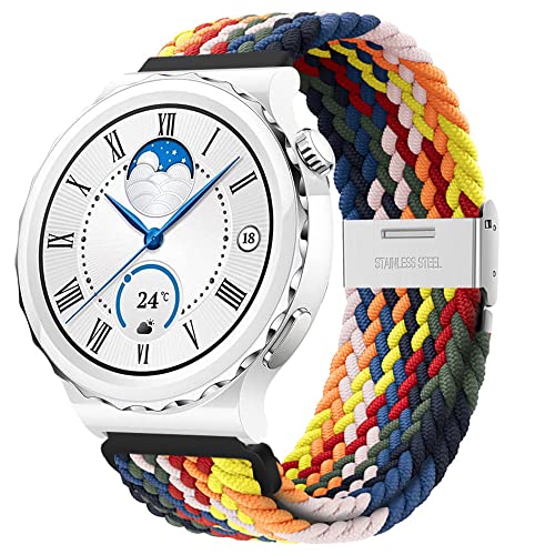 Nylon Armband Kompatibel mit Huawei Watch GT3 Pro 43mm Armband Stoff Sport Uhrenarmbänder für Huawei Watch GT3 Pro 43mm Nylon Geflochten mit Metallschnalle Ersatzarmband (bunt,20mm) von Menglo