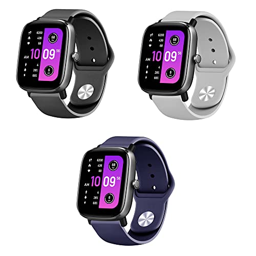 Silikon Armband kompatibel mit Amazfit GTS 2 Mini Sport Uhrenarmband 3 Stück Silikon Ersatzarmband für Amazfit 2 Mini Ersatzband 20mm Watch Band (schwarz grau Marine,20mm) von Menglo