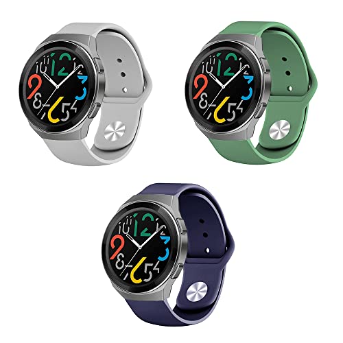 Silikon Armband kompatibel mit Huawei Watch GT2e Sport Uhrenarmband 3 Stück Silikon Ersatzarmband für Huawei Watch GT2e Ersatzband 22mm Silikonarmband (grau grün dunkelblau,22mm) von Menglo