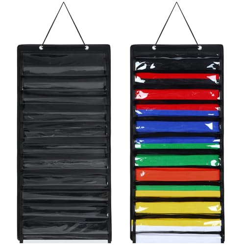 Menkxi 2 Stück Karate Gürtel Display Rack Hängen Karate Gürtel Display Filz Karate Gürtel Halter Staubdicht Kampfsport Gürtel Organizer Hält 12 Gürtel für Taekwondo Sparring Medaille Aufbewahrung von Menkxi