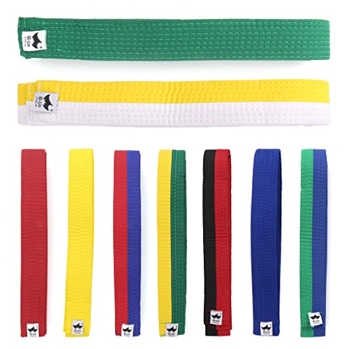 Mentin Gürtel für Taekwondo Karate Judo 250 cm x 4 cm, 9 Farben (weiß, gelb) von Mentin