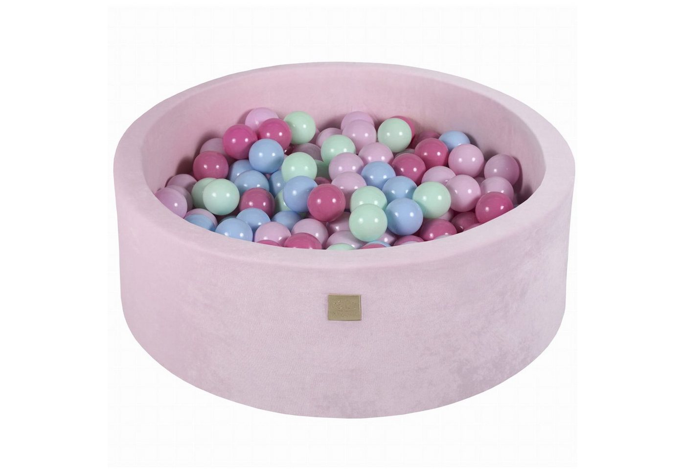MeowBaby Bällebad Bällebad für Kinder und Babys - Velvet Pastel Pink - Bällchenbad, (Bällebad mit 200 Bällen), Rundes Kugelbad 90x30cm mit 200 Bunten Bällen, waschbarer Bezug von MeowBaby