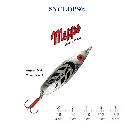 Mepps Syclops, große Auswahl an Gewichten und Farben, silber / schwarz, 0 / 8 g / 5 cm von Mepps