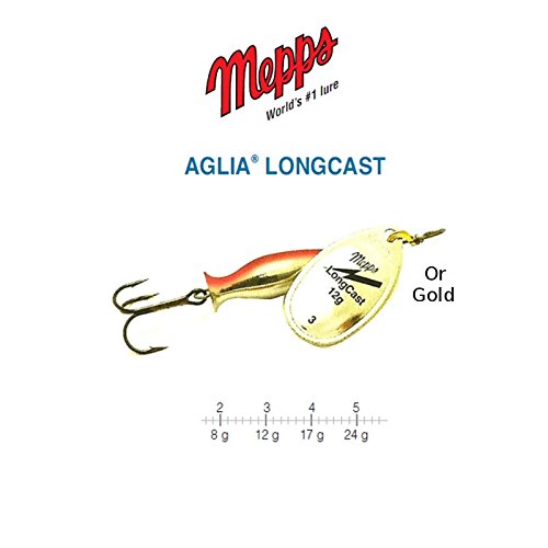 Mepps Aglia Longcast Schwarz Silber Gold Tiger Größen 2 3 4 5 8g Gewicht 12 g 17 g 24 g (Gold), 3 / 12 g von Mepps