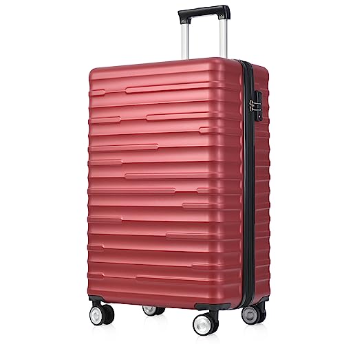 Merax Koffer Gepäckset Hartschalen-Koffer, ABS-Material, leicht Reisekoffer, Handgepäck, erweiterbar, TSA Zollschloss, Teleskopgriff, 4 Rollen, M-37 x 24,5 x 56,5 cm, stilvoll, Rot von Merax