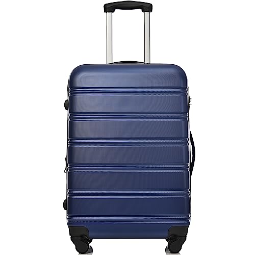 Merax Koffer Trolley Koffer, ABS Hartschalen, Gepäck, leicht Reisekoffer, Handgepäck, erweiterbar, 4 Rollen, Kombinationsschloss, L-65 * 44,5 * 27,5 cm, Blau von Merax