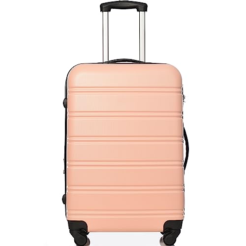 Merax Koffer Trolley Koffer, ABS Hartschalen, Gepäck, leicht Reisekoffer, Handgepäck, erweiterbar, 4 Rollen, Kombinationsschloss, L-65 * 44,5 * 27,5 cm, Rosa von Merax
