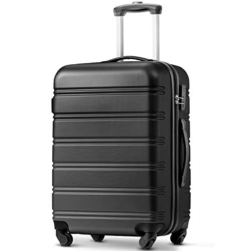 Merax Koffer Trolley Koffer, ABS Hartschalen, Gepäck, leicht Reisekoffer, Handgepäck, erweiterbar, 4 Rollen, Kombinationsschloss, L-65 * 44,5 * 27,5 cm, Schwarz von Merax